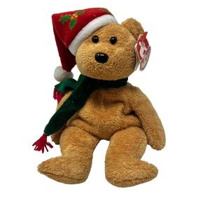 Ty Beanie Baby 2003 Holiday Teddy Honey Brown Christmas Collectable Plush